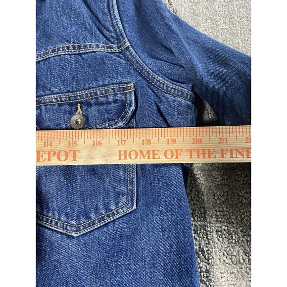 Old Navy Jean Jacket Womens Large Blue Denim Sherpa Collar and Lining Rustic - Picture 3 of 9